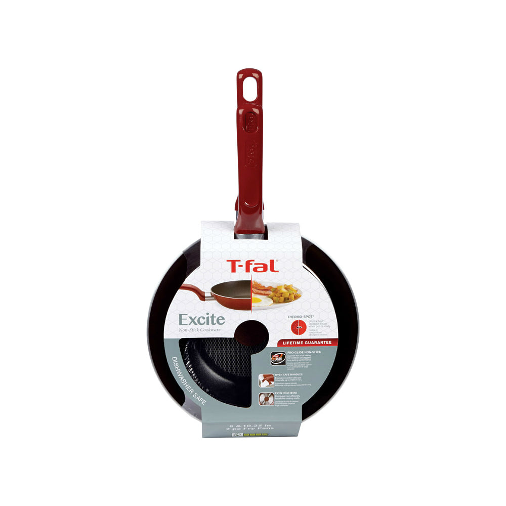 T-Fal B039S264 Excite 8 and 10.25 Non-stick Fry Pan Set, Red