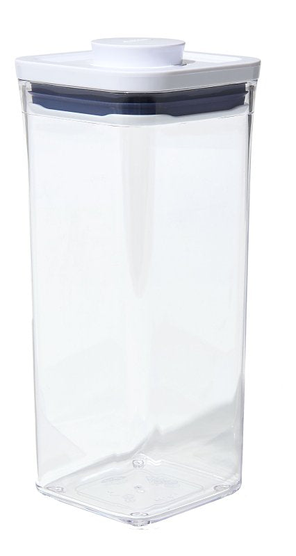 Oxo 11233900 Medium Pop Container, 1.7 qt Capacity, SAN, Clear/White, 4.1 in L, 4.1 in W, 9.8 in H