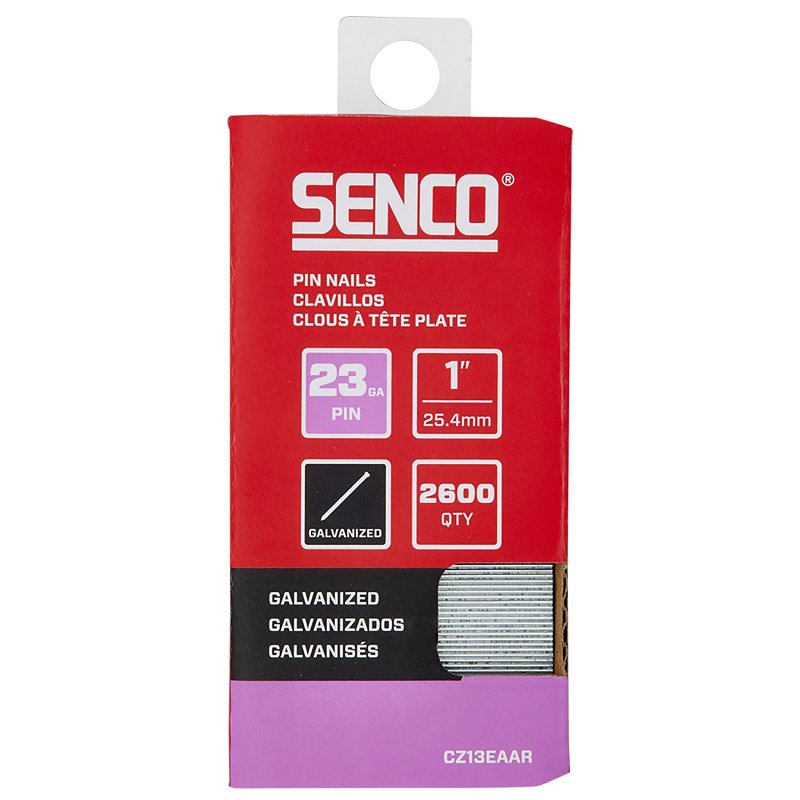 Senco CZ13EAAR Micro Pin Strip, 1 in L, 23 ga, Galvanized/Plain, Headless