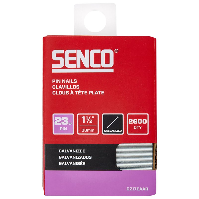 Senco CZ17EAAR Micro Pin Strip, 1-1/2 in L, 23 ga, Galvanized/Plain, Headless