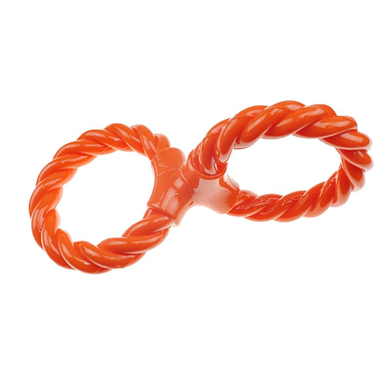 Infinity ZD2053 69 Dog Toy, Rope Double Ring Twist Tug, Thermoplastic Rubber, Orange