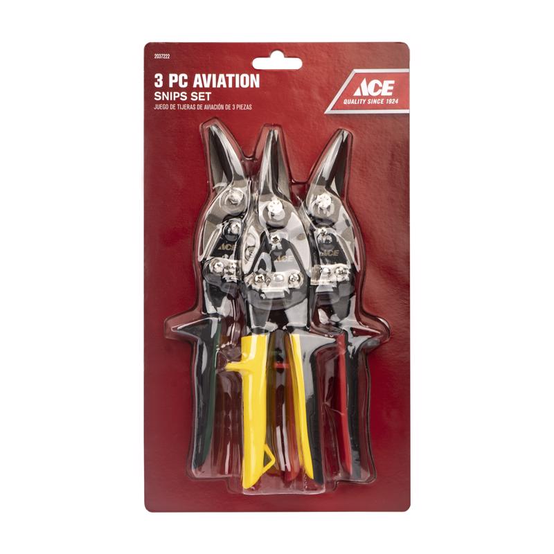 Ace 10 in. Chrome Vanadium Steel Aviation Snips Set 3 pk