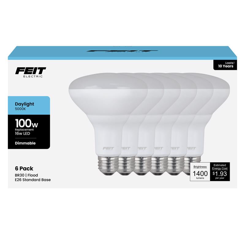 Feit BR30 E26 (Medium) LED Bulb Daylight 100 Watt Equivalence 6 pk