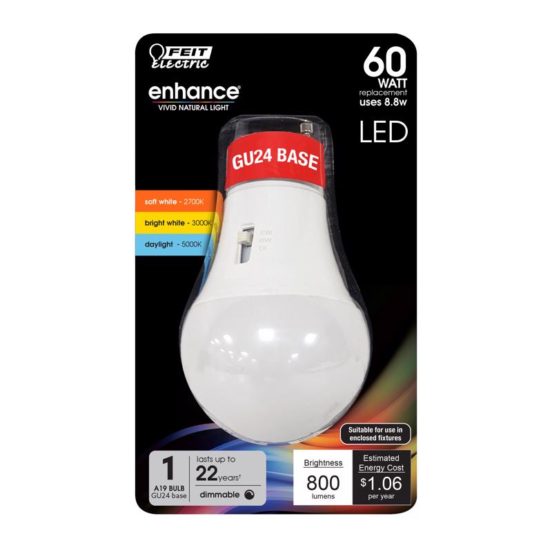 Feit Electric A19 GU24 LED Bulb Color Changing 60 Watt Equivalence 1 pk