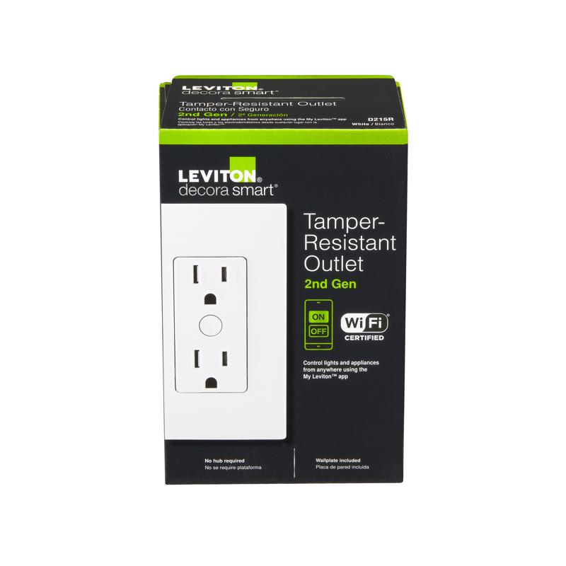 Leviton Decora Smart 15 amps 120 V Duplex White Tamper Resistant Outlet 5-15 R 1 pk