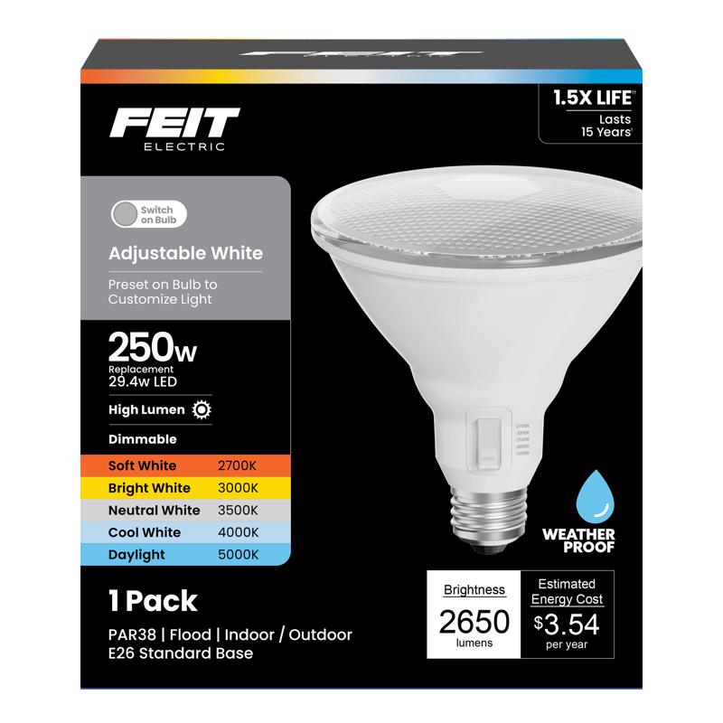 Feit PAR38 E26 (Medium) LED Bulb Adjustable White 250 Watt Equivalence 1 pk