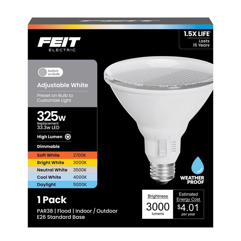 Feit PAR38 E26 (Medium) LED Bulb Adjustable White 325 Watt Equivalence 1 pk