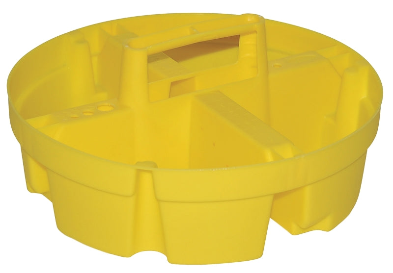 Bucket Boss 15051 Bucket Stacker, Plastic, Yellow, 10-1/4 in Dia x 4-1/2 in H Outside, 4-Compartment