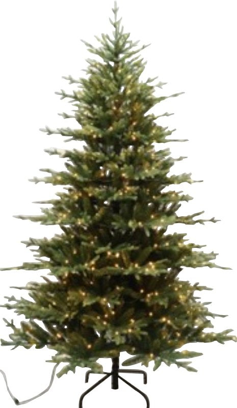 Santas Forest 61974 Pre-Lit Cascade Noble Fir Tree, 7 ft H, Nobel Fir Family, Mini Bulb, Multi/Clear Light