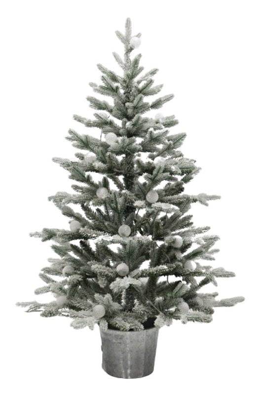 Santas Forest 33905 Snowy Spruce Potted Tree w/Light, 4 ft H, G40 Bulb, Multi/Clear Light