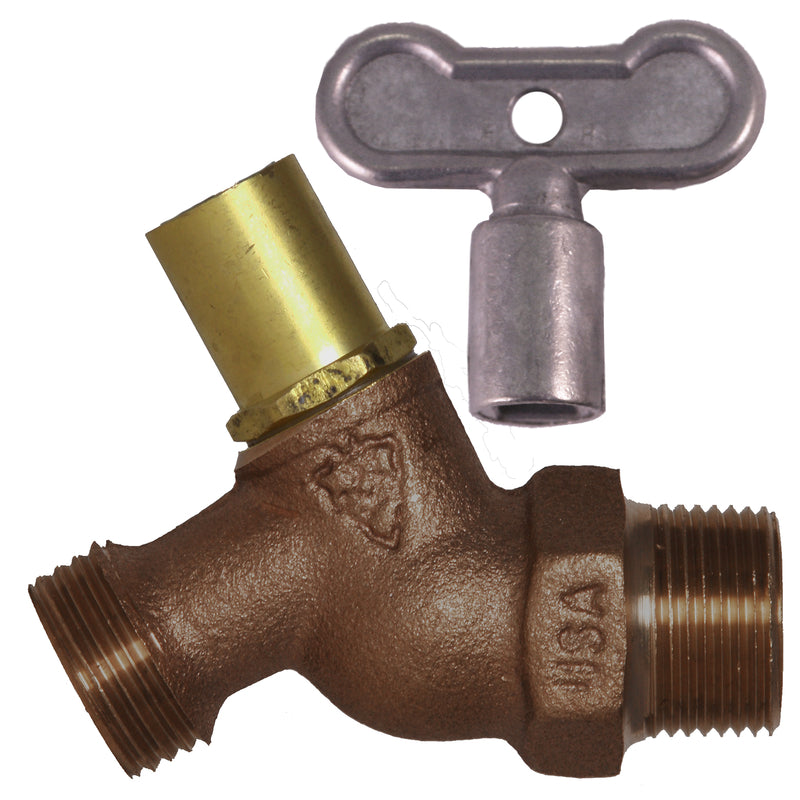 Arrowhead 1/2 in. MIP in. X 3/4 in. MHT Brass No-Kink Hose Bibb