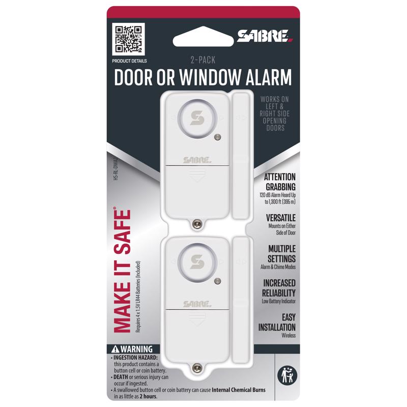 Sabre Battery Powered Indoor White Door Alarm