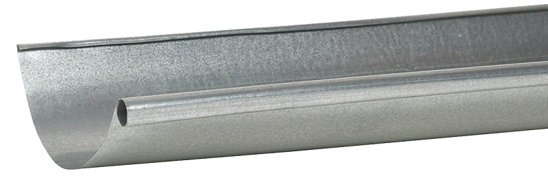 Amerimax L10265BX-U Gutter, 10 ft L, 5 ft W, Half Round, Single Bead Profile, 26 ga Thick Material, Steel, Galvanized