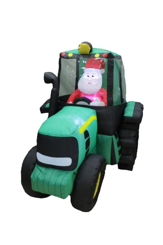 Santas Forest 90944 Inflatable Tractor, 5 ft, Polyester, Green, Internal Light/Music: Internal Light