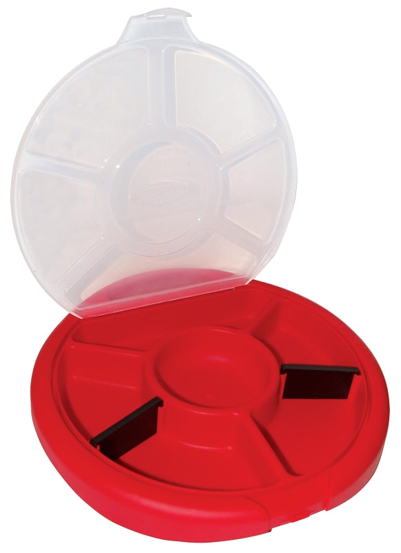 Bucket Boss 10010 Bucket Seat, Plastic, Red, 12-1/4 in Dia x 1-1/2 in H Outside, 6-Compartment