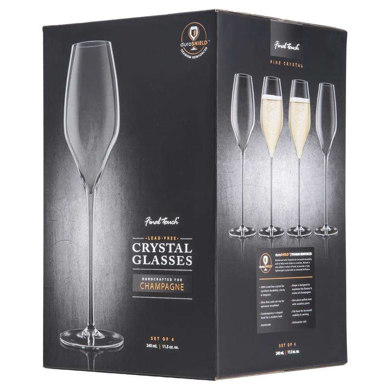 Final Touch 11.5 oz Clear Crystal Champagne Flutes