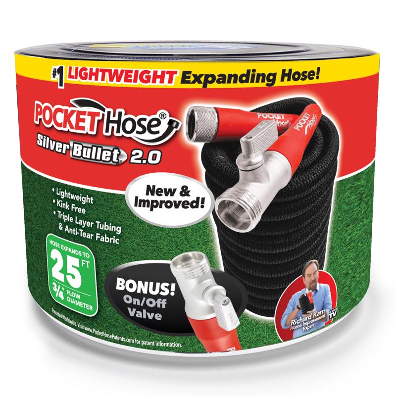 Pocket Hose Silver Bullet 2.0 3/4 in. D X 25 ft. L Medium Duty Expandable Flexible Garden Hose