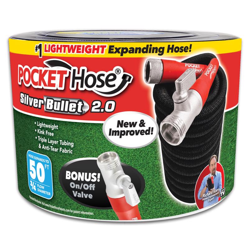 Pocket Hose Silver Bullet 2.0 3/4 in. D X 50 ft. L Medium Duty Expandable Flexible Garden Hose