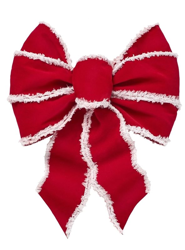 Holiday Trims 6115 Santa's Favorite Wired Bow, Red White/White Trim, 8.5 in x 14 in