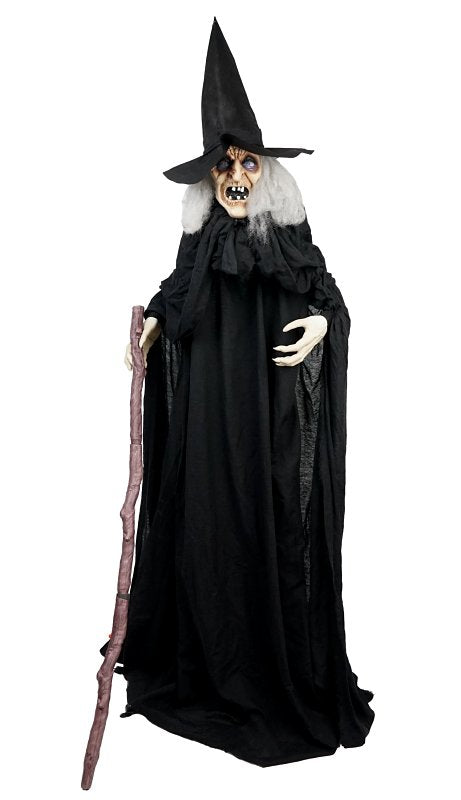 Santas Forest 56911 Animated Witch w/Cane, 6 ft H, Metal, PVC, Internal Light/Music: Internal Sounds, Indoor/Outdoor