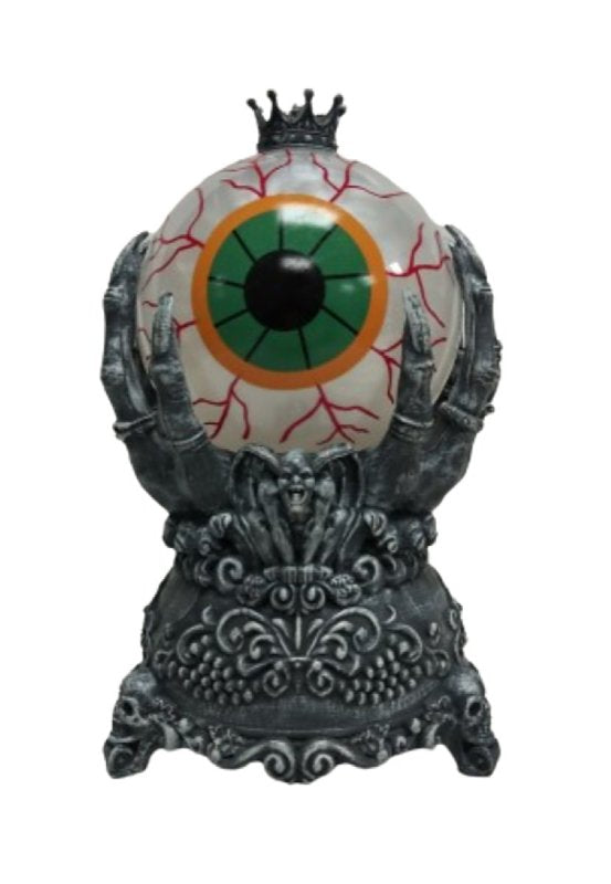 Santas Forest 21948 Ghost Hand Holding Eyeball Water Globe, 5 in H, Glass/Plastic, Black, Internal Light, Indoor