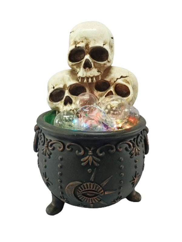 Santas Forest 89928 LED Calderon with Skulls, 12-1/2 in H, Plastic/Resin, Black, Internal Light, Indoor