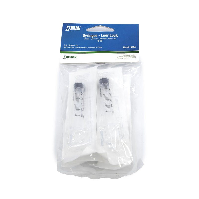 Ideal 9264 Luer Lock Syringe, 6 cc Capacity