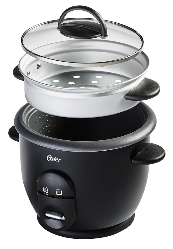 Oster DiamondForce 198046 Rice Cooker, 6 Cup, 700 W, 10 in L, Metal/Plastic, Black