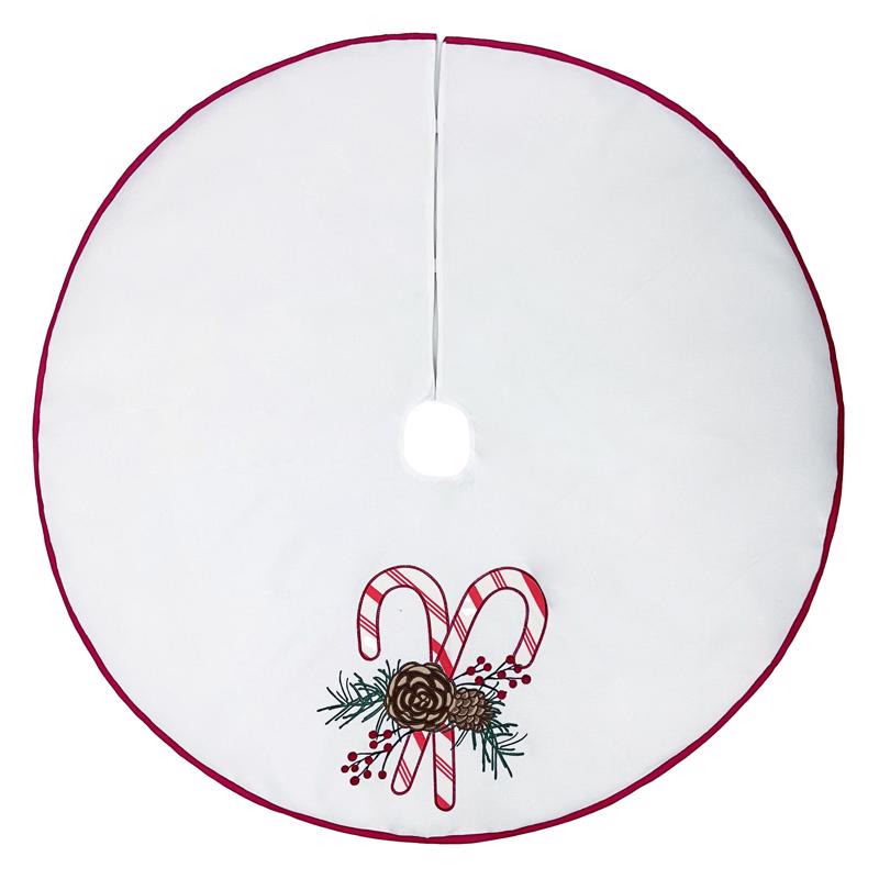 Celebrations Home White Candy Cane Tree Skirt