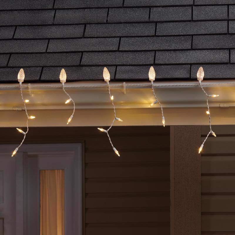 Celebrations C9/Mini Icicle LED C9 Warm White 70 ct Icicle Christmas Lights 9 ft.