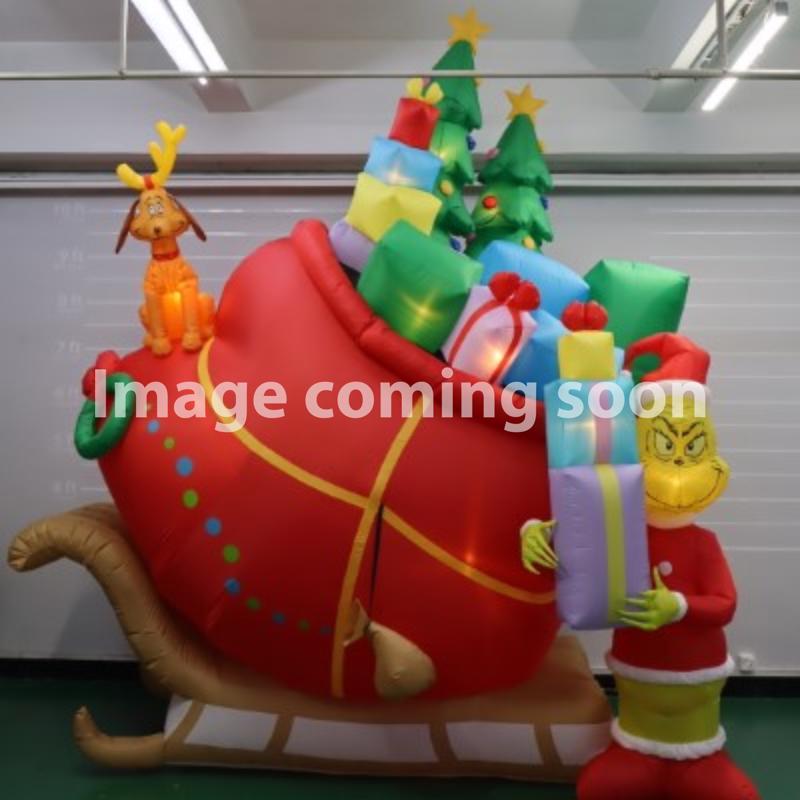 Gemmy Grinch and Max Sleigh 155.9052 in. Inflatable