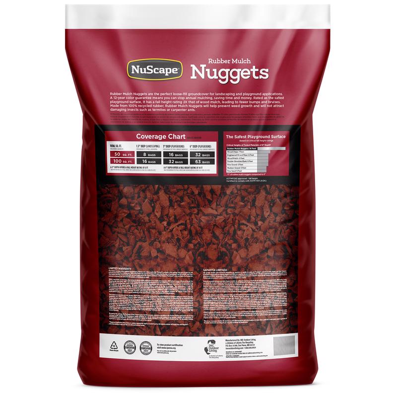 Ground Smart GSNG08RD72 Rubber Mulch Nuggets Ground Cover, Red, 0.8 Cu.ft.