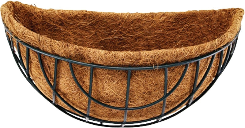 Landscapers Select GB-4315-3L Wall Basket with Natural Coconut Liner, Half Circle, 22 lb, Natural Coconut/Steel