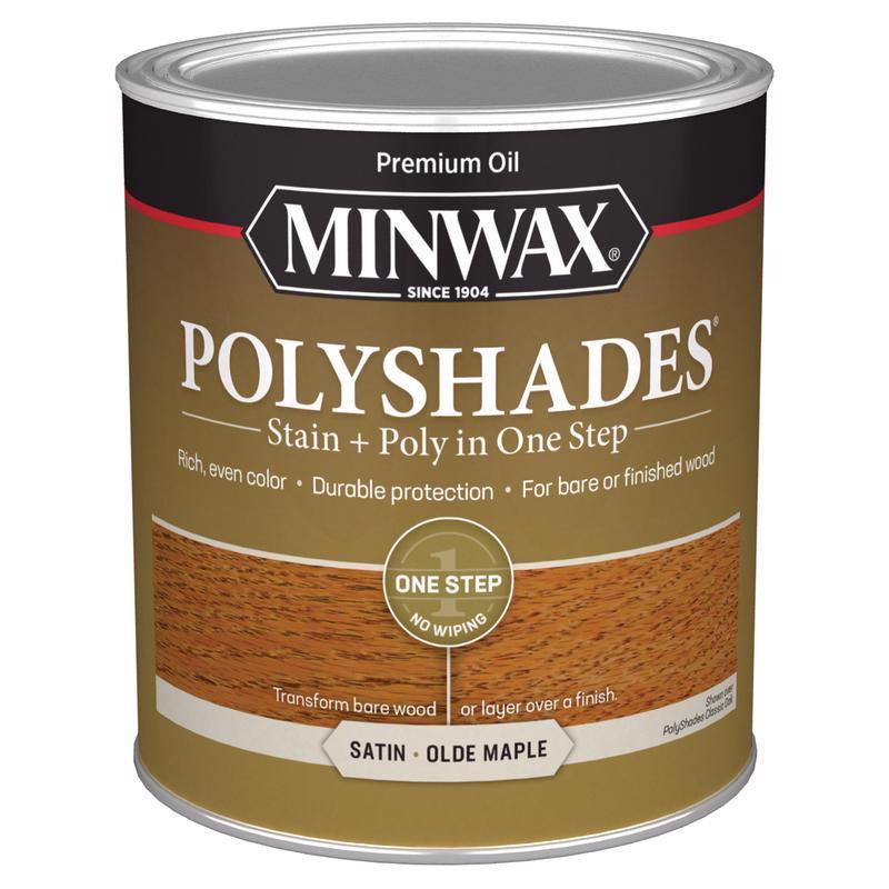 Minwax 61330444 PolyShades Semi-Transparent Satin Olde Maple Oil-Based Stain/Polyurethane Finish 1 qt