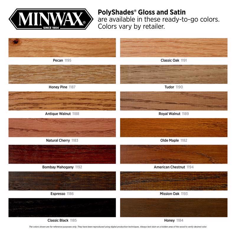 Minwax 61330444 PolyShades Semi-Transparent Satin Olde Maple Oil-Based Stain/Polyurethane Finish 1 qt