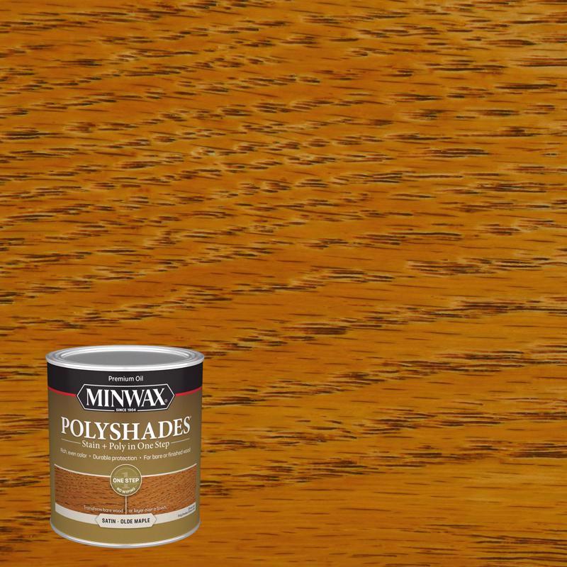 Minwax 61330444 PolyShades Semi-Transparent Satin Olde Maple Oil-Based Stain/Polyurethane Finish 1 qt