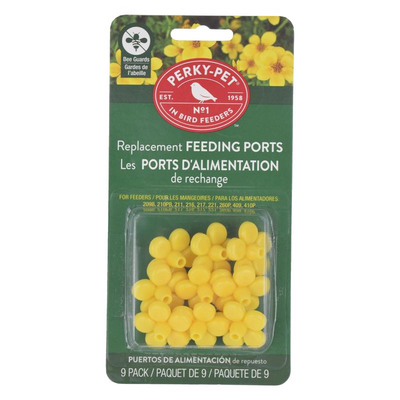 Perky-Pet 202FB Replacement Flower Feeding Ports w/ Bee Guards, Yellow, 9-Pack