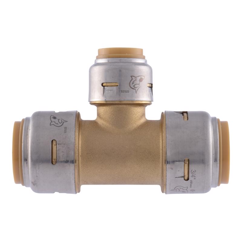 SharkBite UR412A Push Brass Reducing Tee, 3/4 inch Push X 3/4 inch. D