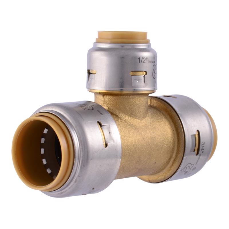 SharkBite UR412A Push Brass Reducing Tee, 3/4 inch Push X 3/4 inch. D