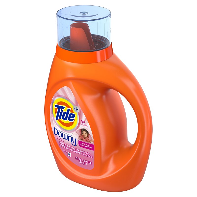 Tide Plus A Touch of Downy Series 80763421 Regular Laundry Detergent, 42 fl-oz, Bottle, Liquid, April Fresh