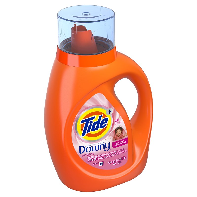 Tide Plus A Touch of Downy Series 80763421 Regular Laundry Detergent, 42 fl-oz, Bottle, Liquid, April Fresh