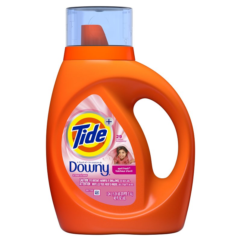 Tide Plus A Touch of Downy Series 80763421 Regular Laundry Detergent, 42 fl-oz, Bottle, Liquid, April Fresh