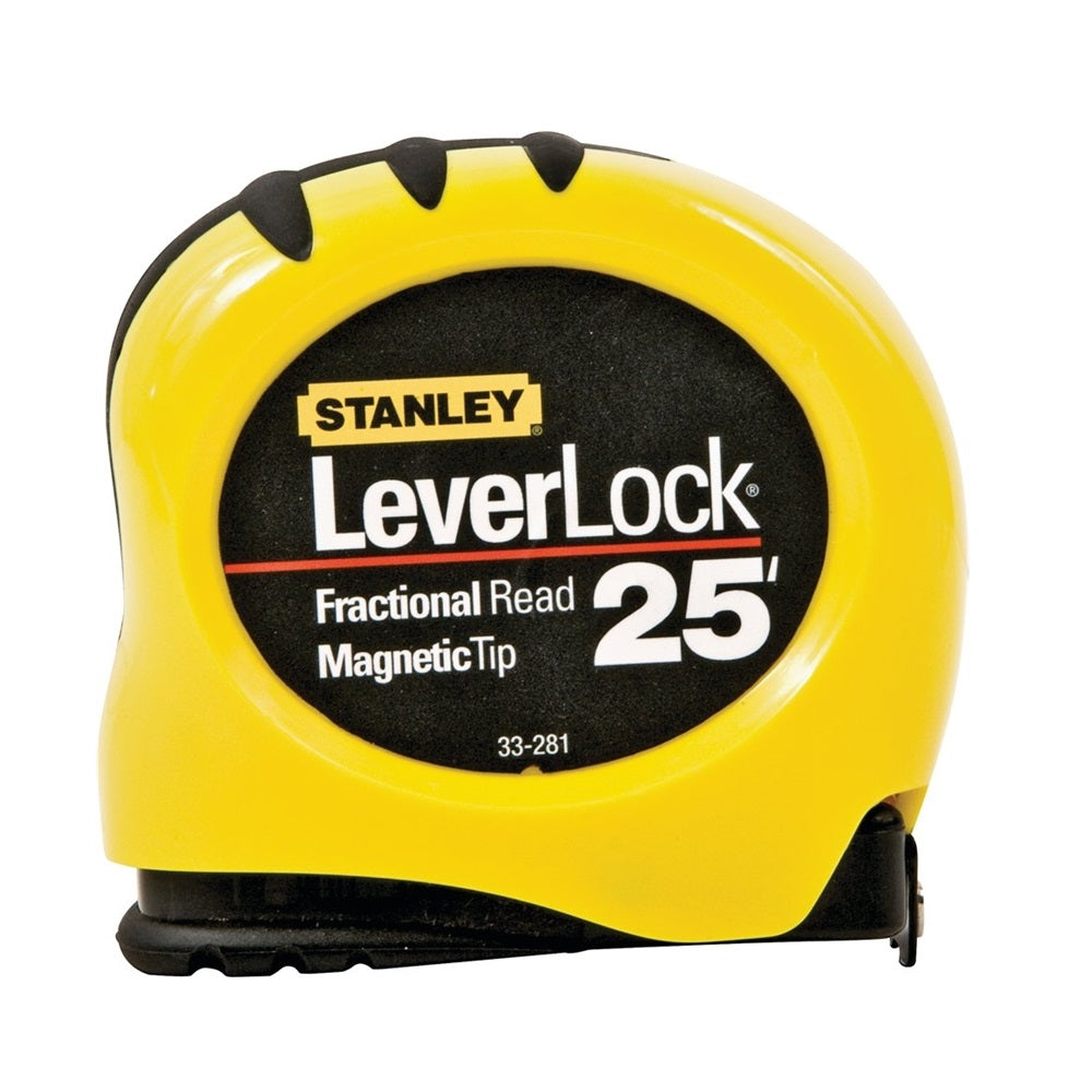 Stanley STHT33281L Tape Measure, 25 ft L Blade, 1 in W Blade, Steel Blade, ABS Case, Black/Yellow Case