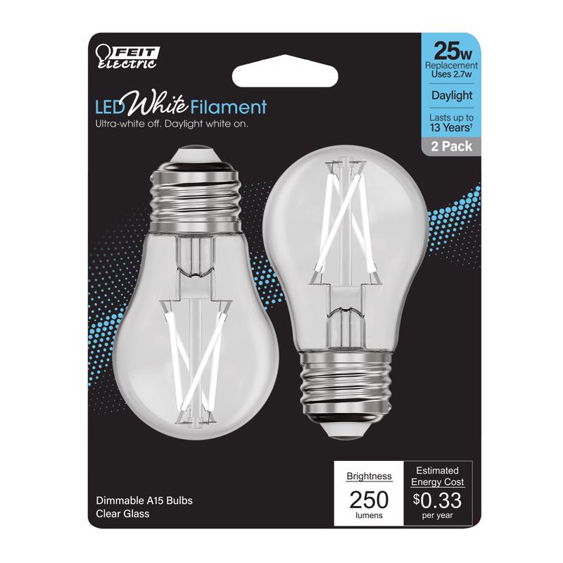Feit Electric BPA1525950WFIL2 Filament LED Light Bulbs, 2.7 Watts, 120 Volt