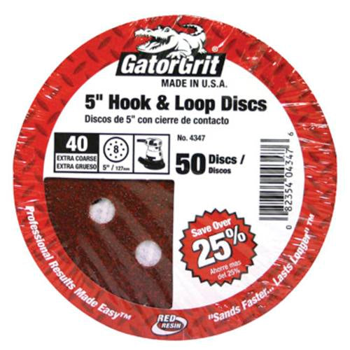 Gatorgrit 4347 8-Hole Hook and Loop Sanding Disc 5", 40 Grit, 50Pk