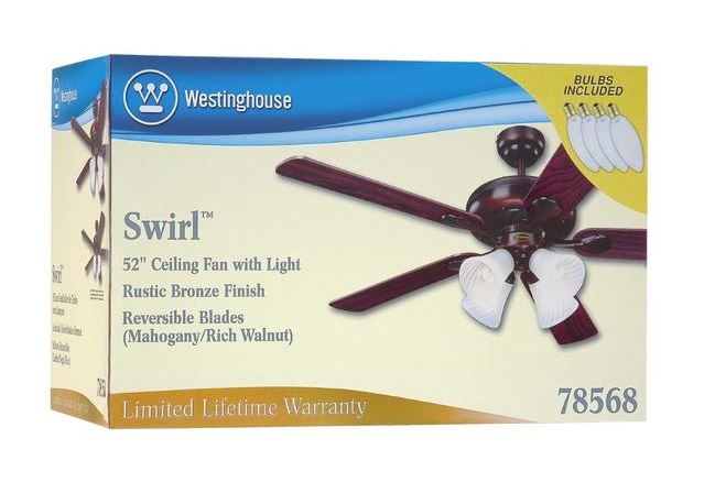 Westinghouse 78568 Swirl Ceiling Fan, 52", Rustic Bronze