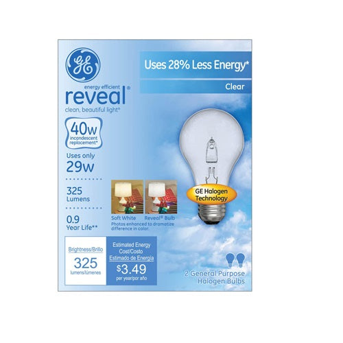 Reveal A-Line Halogen Light Bulb, 29 Watts, low price, best lighting ...