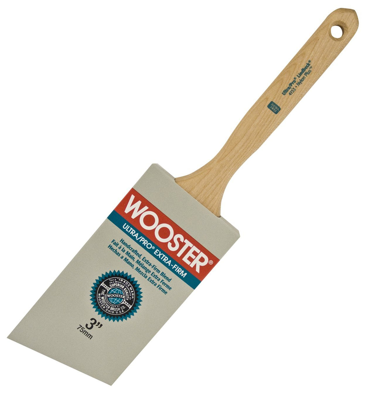 Wooster 4153-3 Extra Firm Angle Sash Paint Brush, 3"