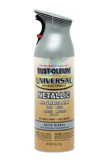 Rust-Oleum 249130 Universal Metallic Spray Paint, Satin Nickel, 11 Oz