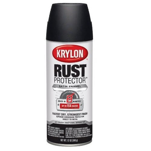 Krylon K06902400 Rust Protector Spray Paint, 12 Oz, Satin Black
